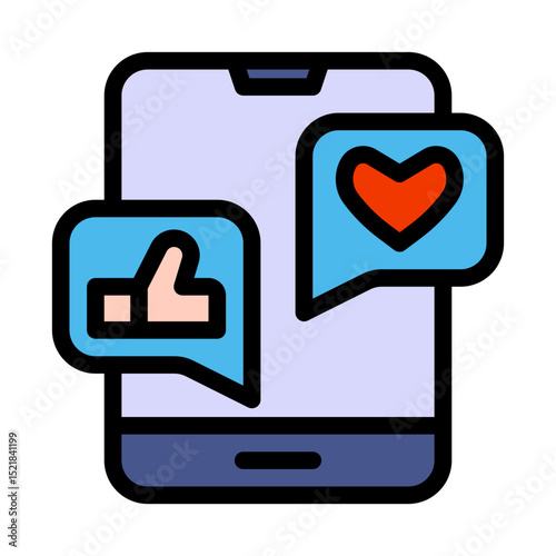 Social media engagement filled line icon