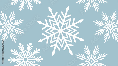 Elegant snowflake pattern on a blue background for winter holiday designs