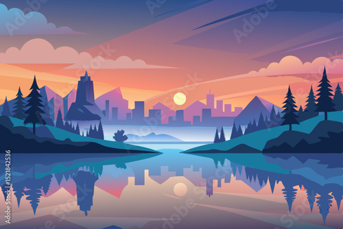Breathtaking mountain landscapes at sunrise and sunset, with fog and snow embracing the serene winter sky, offering a beautiful view of nature's majestic horizon