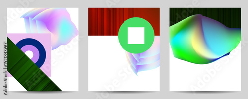 Set geometric colors fluid shapes eps 10. Flowing and liquid abstract gradient background for banner, poster or book. Vector design