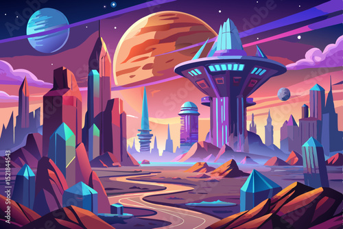 Moonlit fantasy cityscape illustration with silhouetted towers and a lone church under a night sky