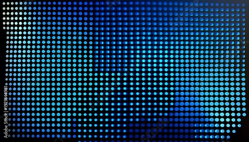 Abstract pattern of glowing blue circles on a black background.