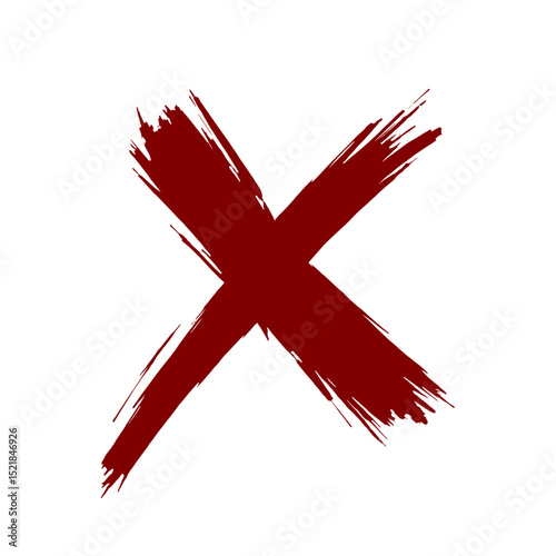 A bold, expressive "X" mark dominates the frame, its stark red hue commands attention. This striking graphic element communicates rejection or error, symbolizing the decisive denial of something.