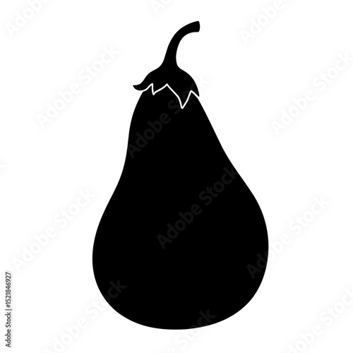 A minimalist, striking silhouette of a perfectly ripe eggplant, emphasizing its elegant shape and texture. A simple design that showcases the beauty of nature's bounty.