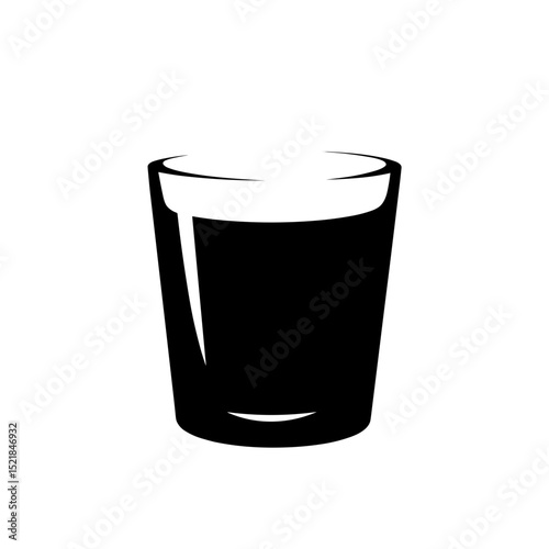 A sleek, minimalist silhouette of a beverage-filled glass. A clear, elegant design. 
