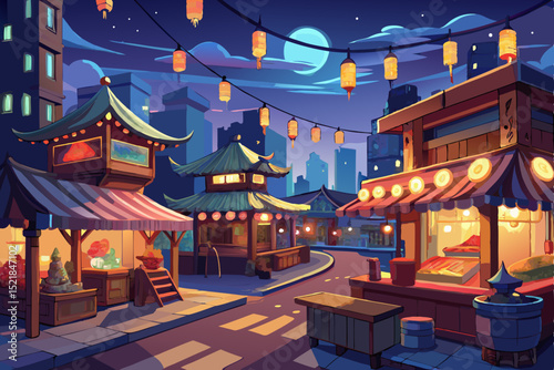 Chinese temples glow at night, showcasing ancient architecture and vibrant culture, a stark contrast to city Christmas trees