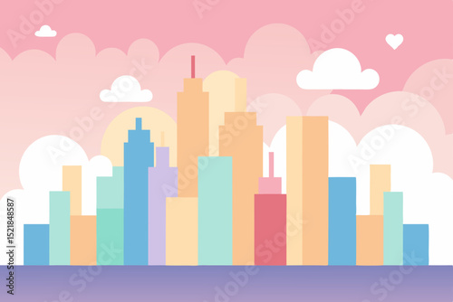 Abstract urban skyline with business buildings and street architecture