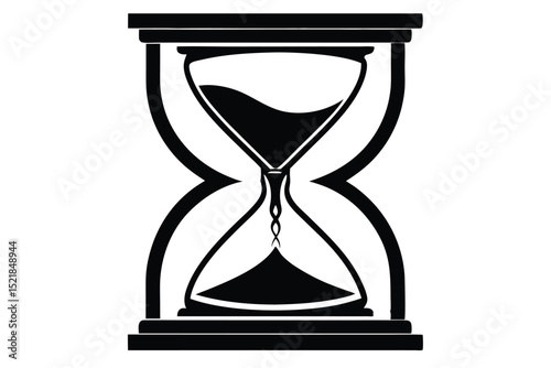 Black Silhouette Illustration of an Hourglass with Sand Running Through a Thin Neck