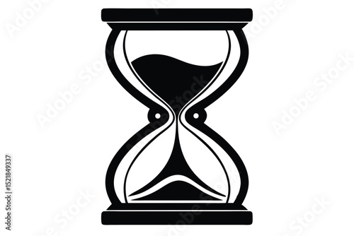 Stylized Black and White Hourglass Illustration Representing Time Passing with Sand