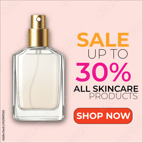 Social Media Skincare Sale Ad Template – Editable Beauty Product Promotion Banner  | Editable Vector in illustrator (EPS)