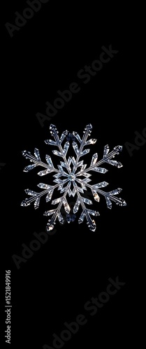 snowflake is shown on a black background
