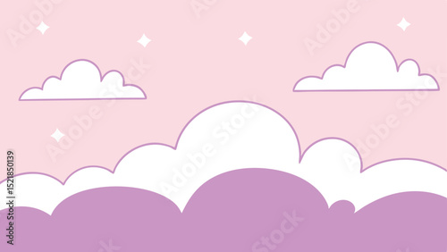 Simple cloudscape illustration with pink and purple hues suitable for various design projects