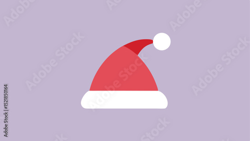 Simple festive christmas santa claus hat vector graphic on a lilac background