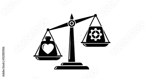 Balance of Love and Work Icon in Minimalist Style  