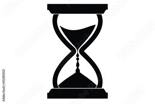 Black Silhouette Image of an Hourglass with Falling Sand Time Passing Concept