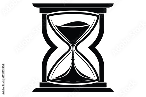 Bold Black Sand Timer Illustrates the Passage of Time in Stylized Symbol