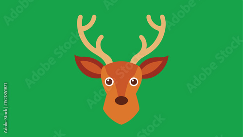 Vector illustration of a festive christmas reindeer head with simple geometric design
