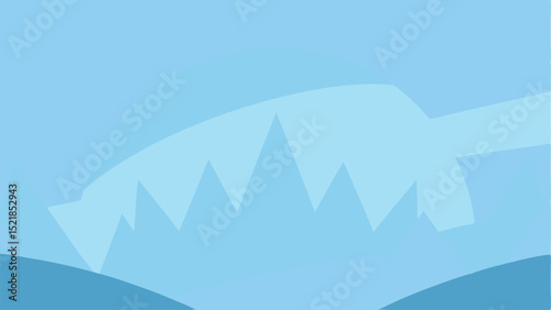 Abstract blue landscape composition geometric shapes mountainous silhouette design