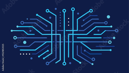 Abstract blue tech circuit lines representing a digital connection and data transfer