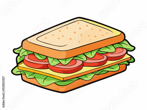 sandwich with ham and vegetables