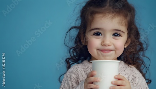 Portrait of a young girl holding a disposable cup.
