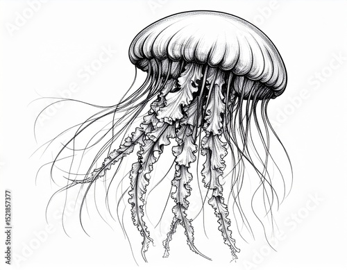Charcoal drawing of a jellyfish in motion