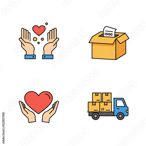 Social Impact and Charity Organization Icons Set