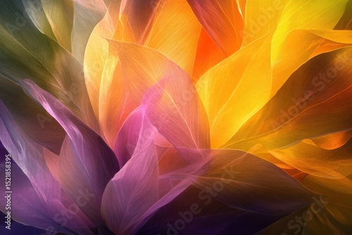 Abstract petals with vibrant colors in a floral design