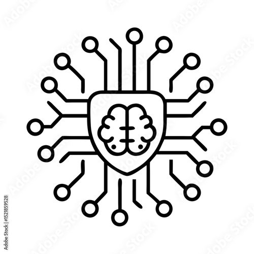 Artificial intelligence brain protection cyber security neural network ai technology system shield