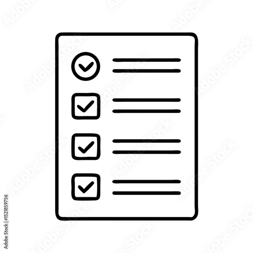 Checklist vector icon for task management and to do list with check marks and blank lines outline style