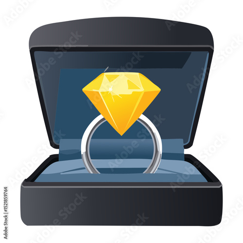 Brilliant Yellow Diamond Ring in Open Box