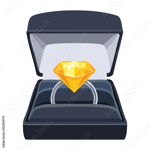 Stunning Yellow Diamond Ring in Dark Box