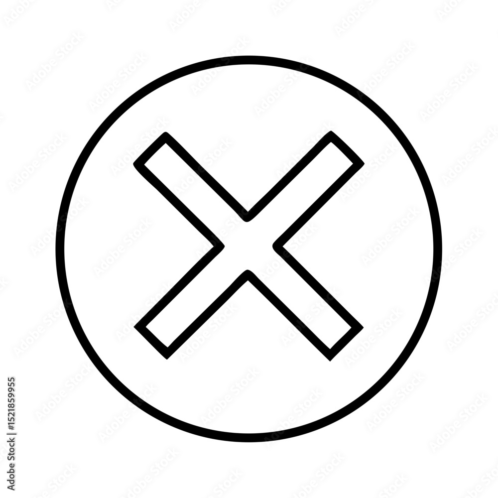 Fototapeta premium Cross mark icon vector, x symbol in circle, delete sign, close button, error, cancel, wrong, no, stop