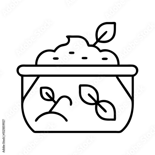 Plant pot with soil and sprouts vector icon illustration gardening and agriculture concept design element