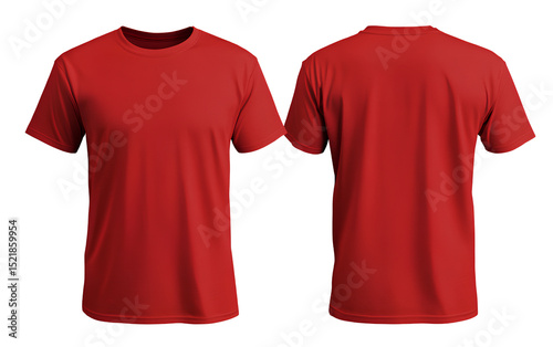 Pink t-shirt template for women, front and back view isolated on a transparent background - Red T-shirt template, front and back view isolated on a transparent background (3)