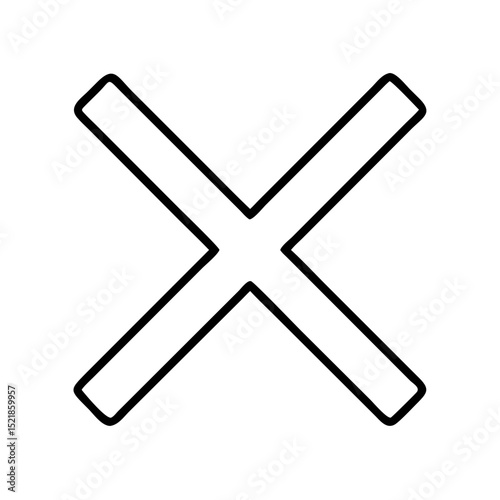 Vector x mark symbol graphic design element for delete remove close or cancel icon in black and white art