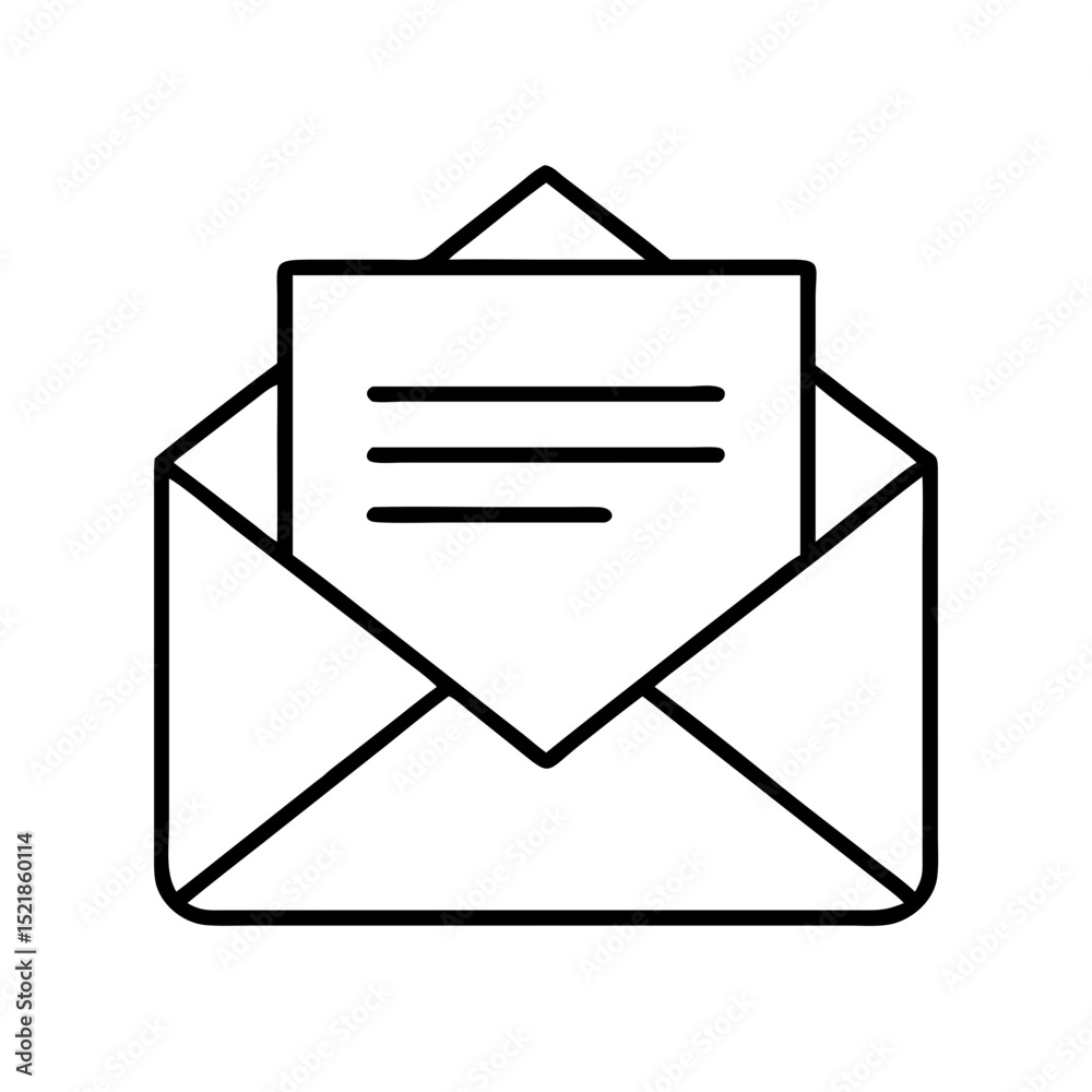 Open envelope with letter vector icon illustration for email marketing and postal service designs Open envelope with letter vector icon illustration for email marketing and postal service designs
