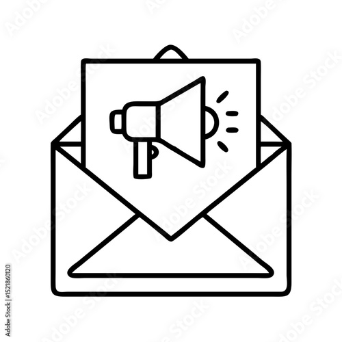 Email marketing campaign promotion with megaphone icon for newsletter announcement and advertising