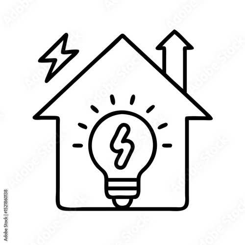 Smart home energy efficiency concept with light bulb and lightning bolt vector illustration design
