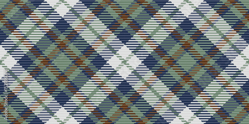 Seamless diagonal plaid pattern in muted greens, blues, and browns.  Perfect for textile design, website backgrounds, or autumnal themed projects.