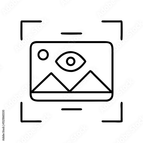 Eye view landscape photography focus frame icon vector for photo album and graphic design element use