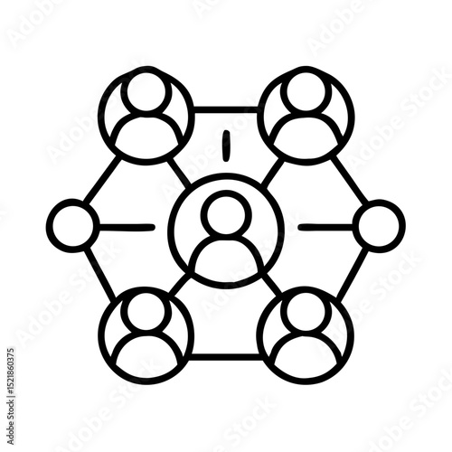 Teamwork collaboration network icon representing business connection partnership and social networking structure
