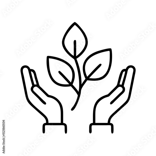 Hands holding plant vector, growth and care concept, nature protection, environmental awareness design element