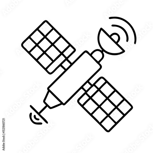 Satellite communication system vector icon, space station, wireless technology and signal transmission