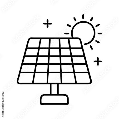 Solar panel energy illustration for clean power and renewable resources with sun and plus signs design