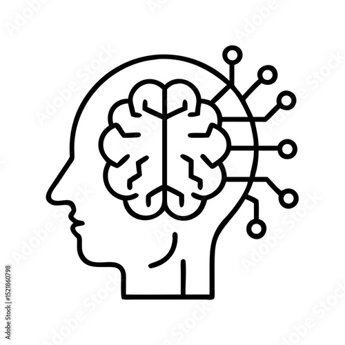 Artificial intelligence ai brain technology head mind machine learning neural network concept design