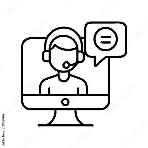 Online customer support agent vector icon for help desk and technical support services assistance