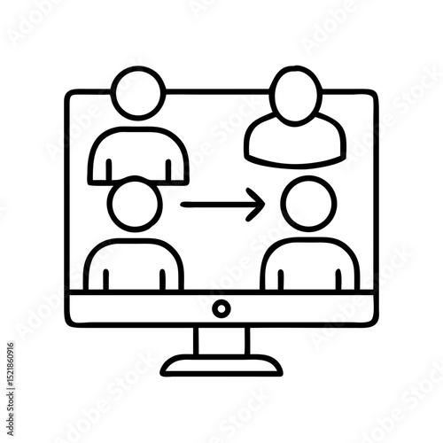 Online collaboration team transfer icon for remote work and virtual team management concept design vector
