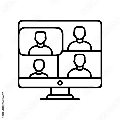 Online meeting video conference call icon vector illustration for remote work and communication design