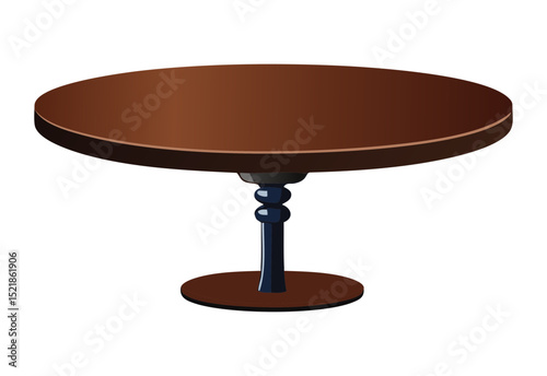 Dark Brown Round Table Ornate Base